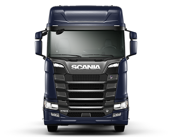 Mørkeblå Scania 770 S set forfra