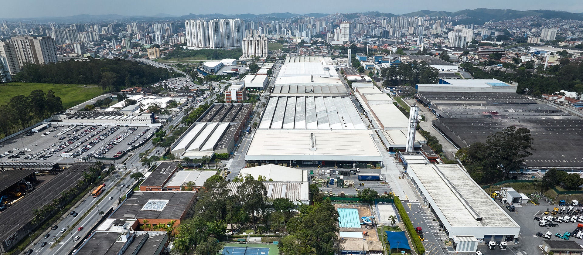 An aerial shot of Scania Latin America's production site, located in São Paulo, Brazil.