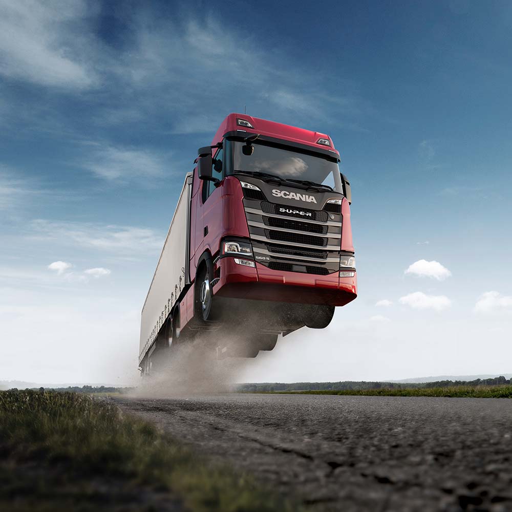 Truck flying in the air