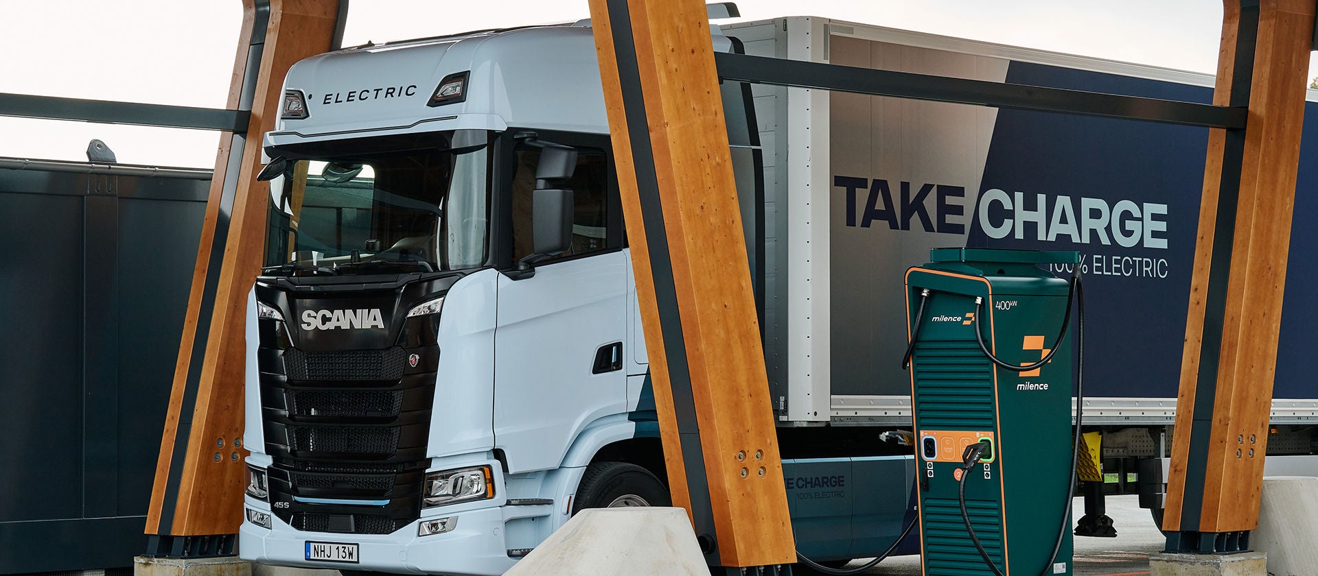 Scania truck at charging station