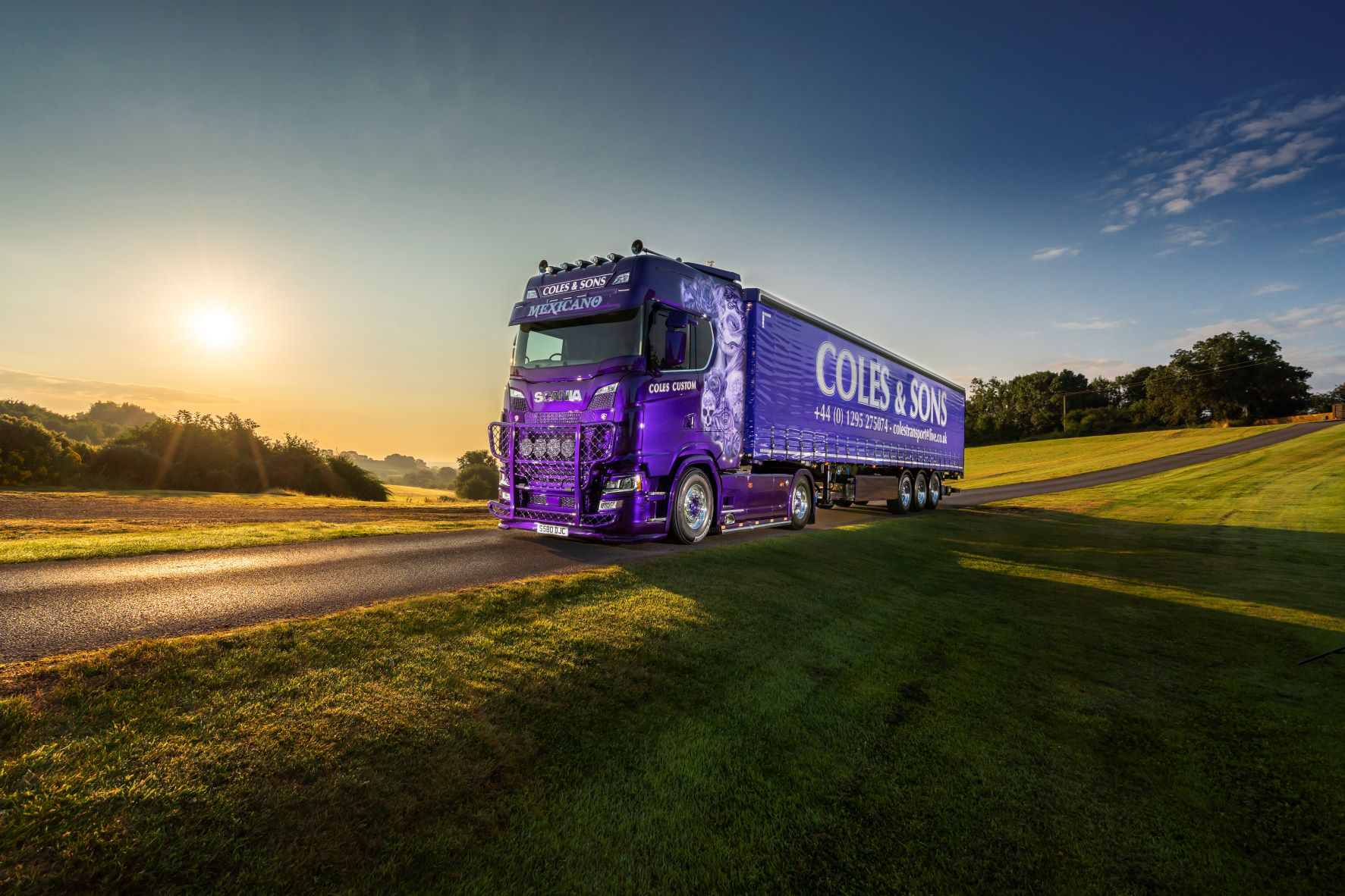 Coles and Sons Scania 580 S V8 driving in countryside