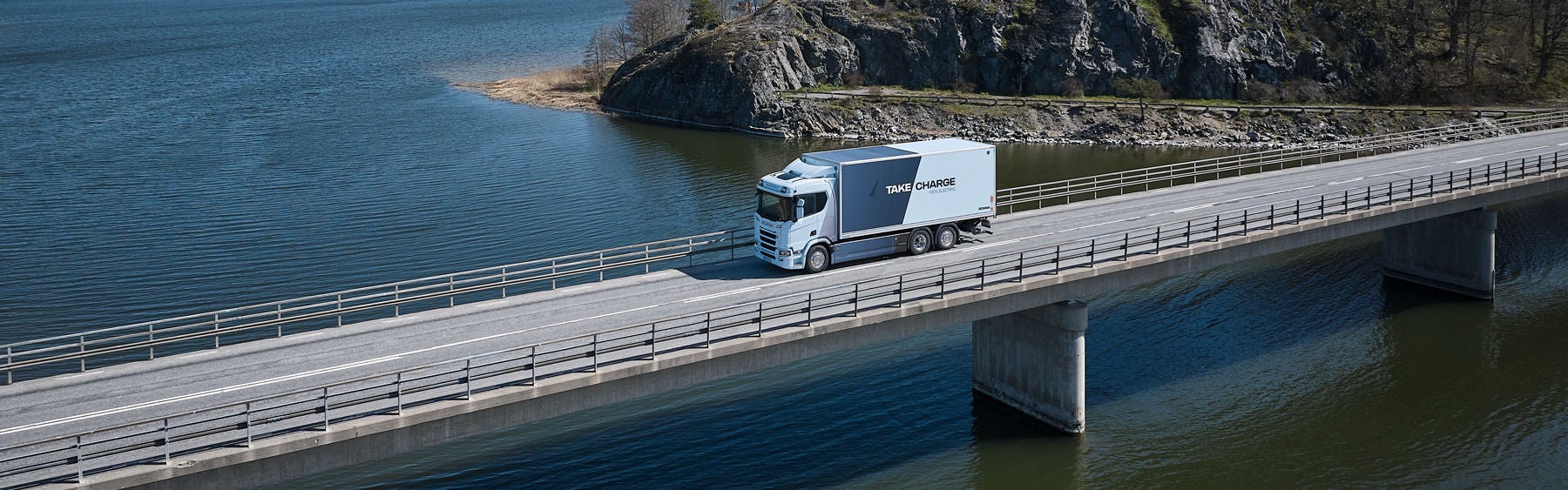 Scania electric truck 40 R on bridge