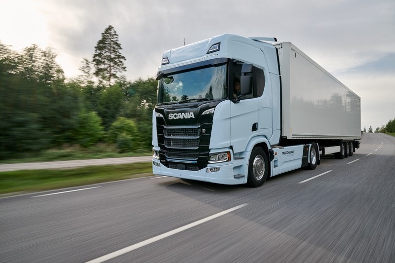 battery electric truck in motion