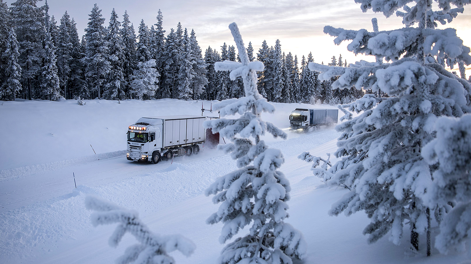 A Scania truck in the snow A Scania truck in the snow
