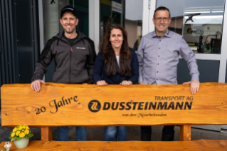 Die Geschäftsleitung der DusSteinmann Transport AG; v.l.n.r.: Martin und Claudia Duss, Thomas Steinmann.