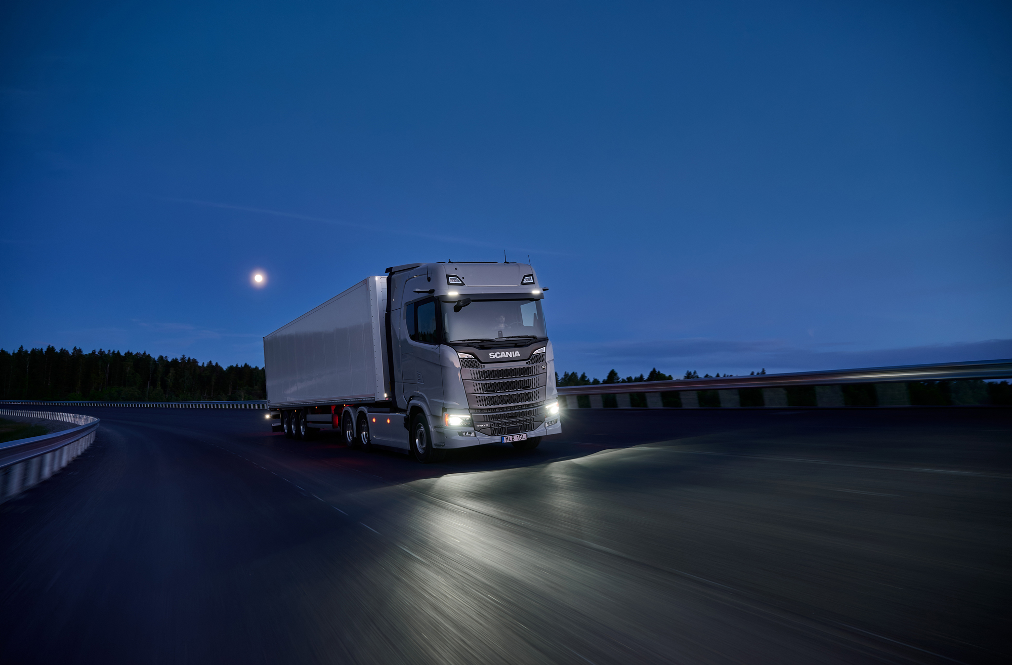 Scania electric truck on route