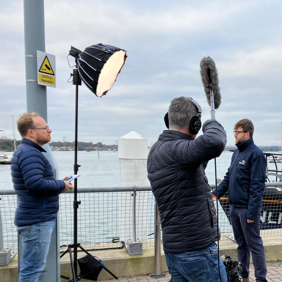 Film crew on set of Scania Family Marine