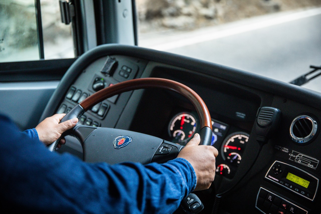 Área del conductor del autobús