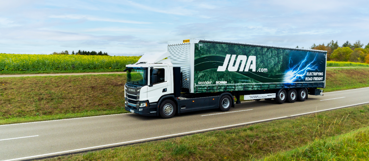 Scania battery electric vehicle on road