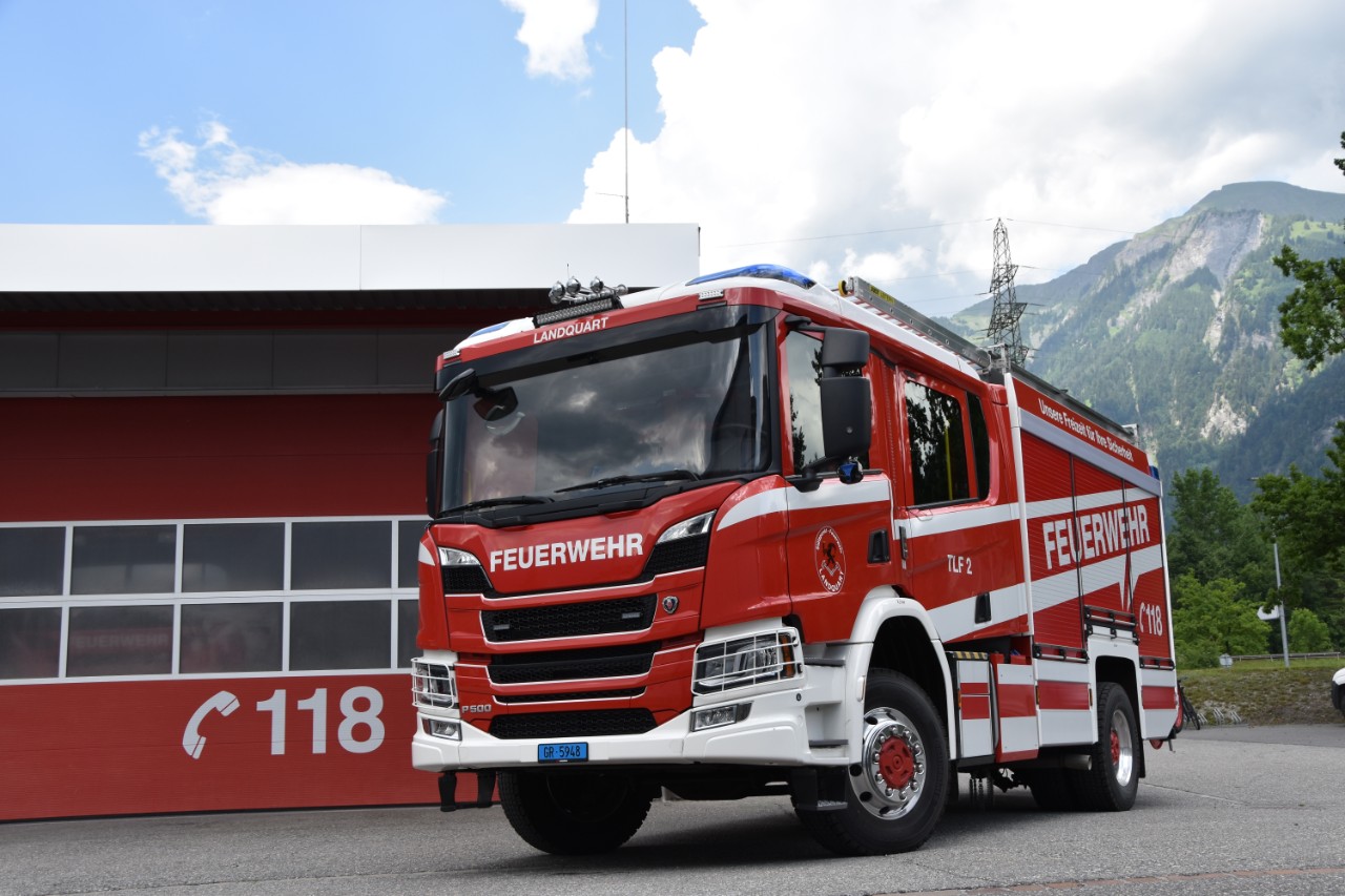 Komplette Scania-Flotte bei der Stützpunkt-Feuerwehr Landquart