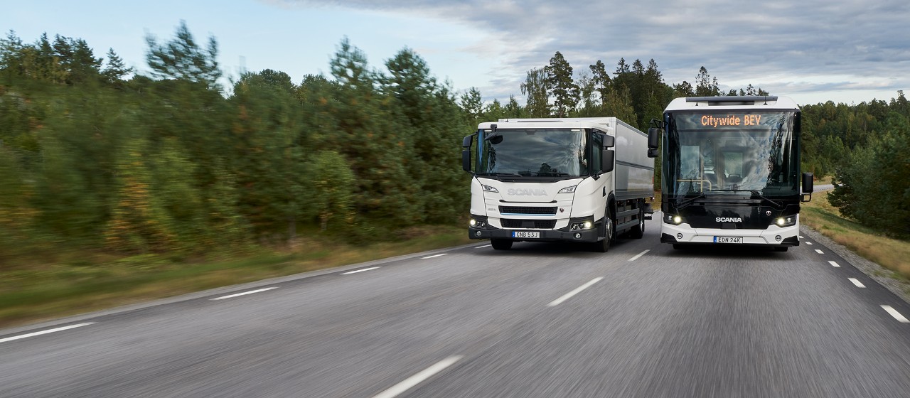 Akumulátorové elektrické nákladní vozidlo a autobus Scania