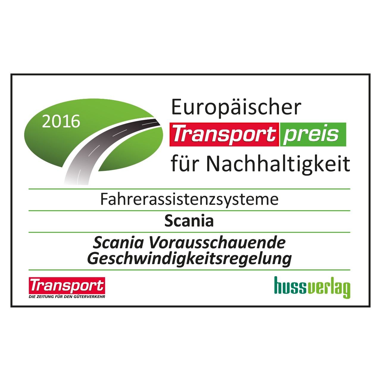 Europäischer Transportpreis für Nachhaltigkeit 2016
