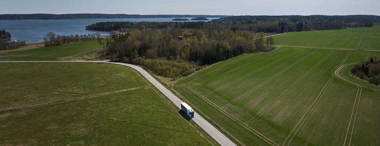 Electric truck on a road