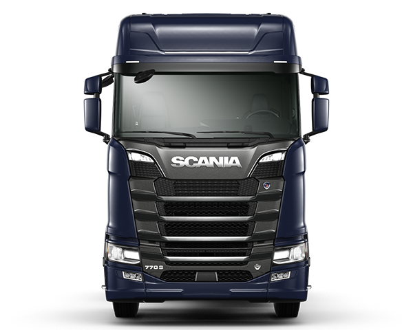 Mørkeblå Scania 770 S set forfra