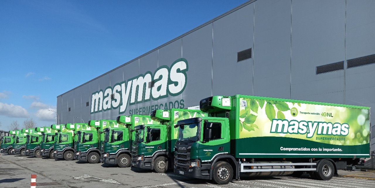 Hijos de Luis Rodríguez, S.A.(Supermercados masymas) apuesta por la sostenibilidad de su Logística con la incorporación de 11 Scania de GNL 