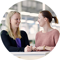 Two women talking