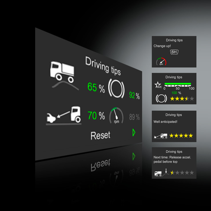 Scania Driver Support.
Close-up of information display.
Illustration: Semcon Informatic Graphic Solutions 2009