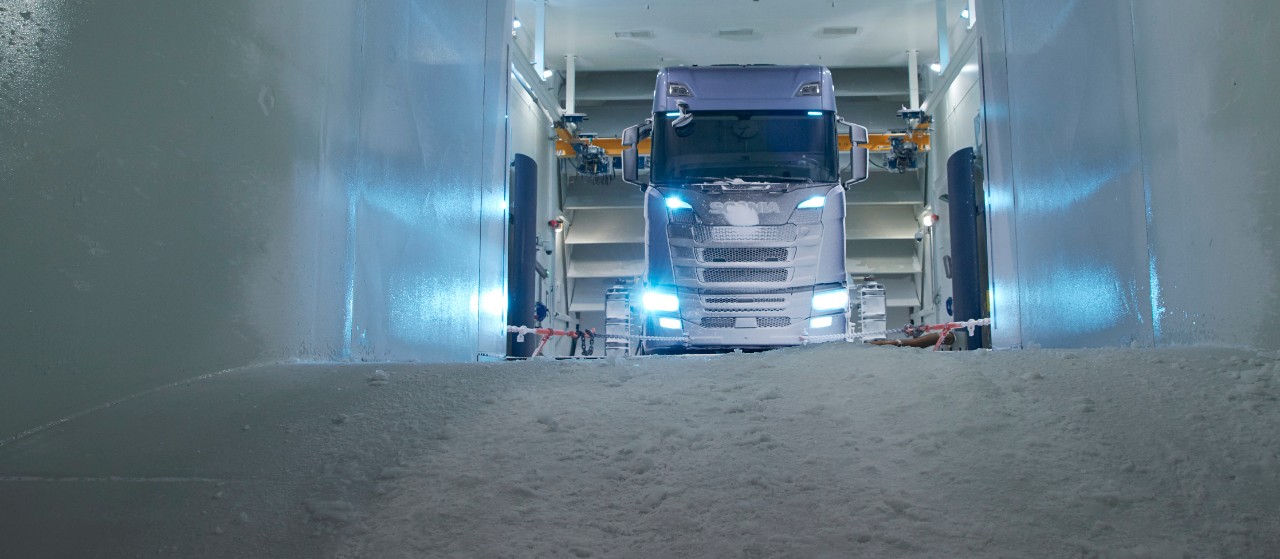  Scania truck in climatic wind tunnel