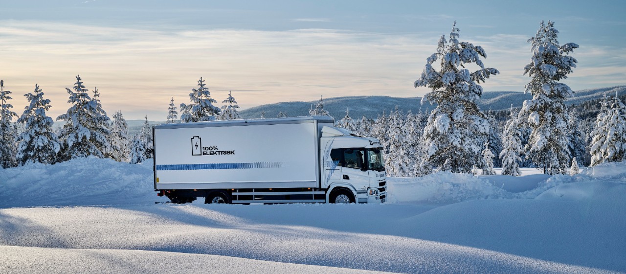 Snow landscape with truck