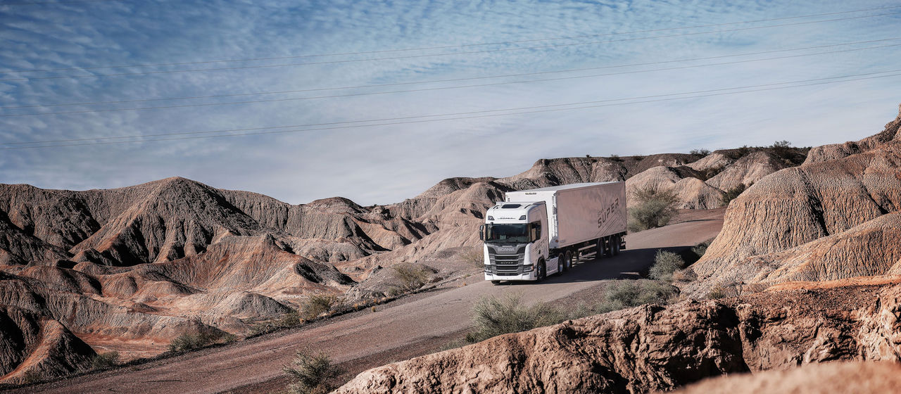 Truck on mountain road