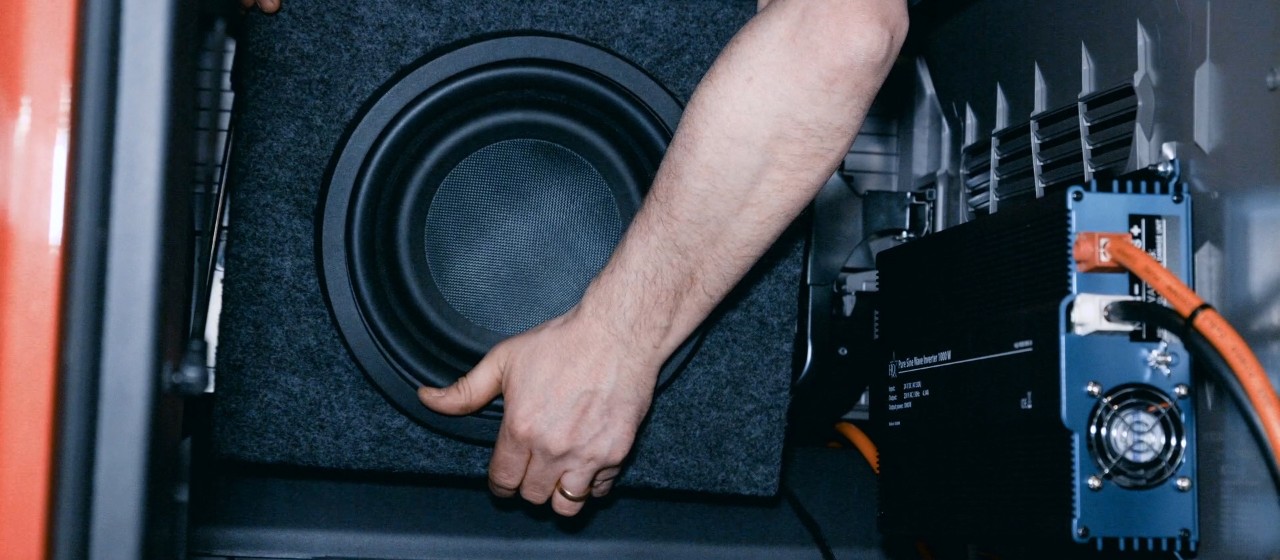 Customised Scania truck with hi-fi system