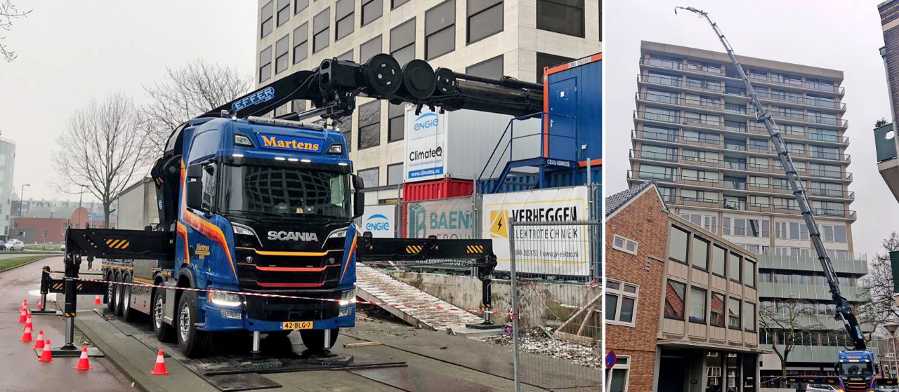 Dutch truck-mounted crane extends to a record 57 metres
