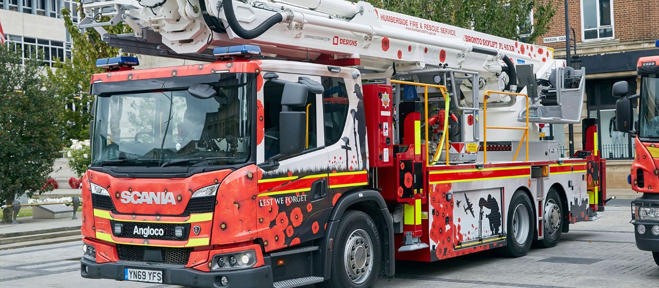 A Scania L-series low-entry fire truck for city rescues