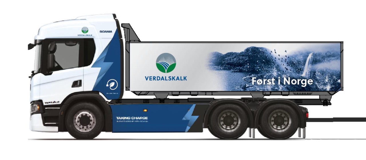 Verdalskalk is first in Norway with a 64-tonne electric Scania truck
