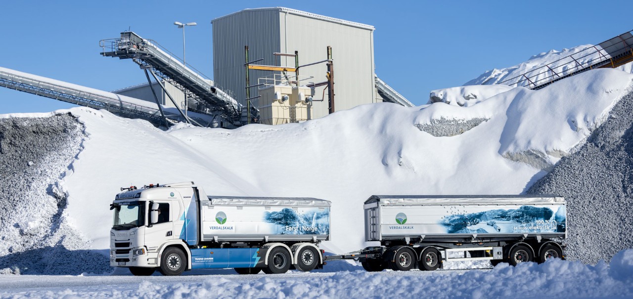 Scania delivers 66-tonne electric truck to Verdalskalk AS in Norway