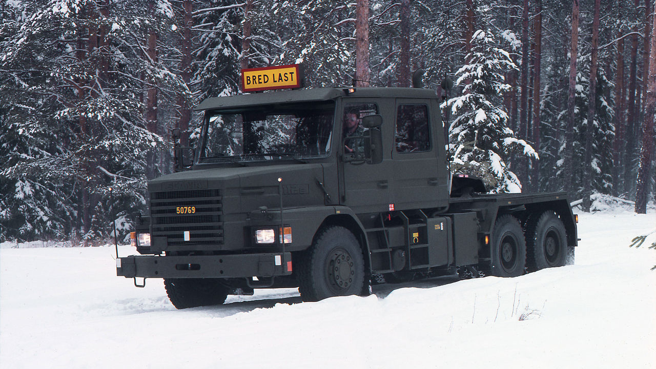 A Scania 2-series military truck, also known as the GPRT range