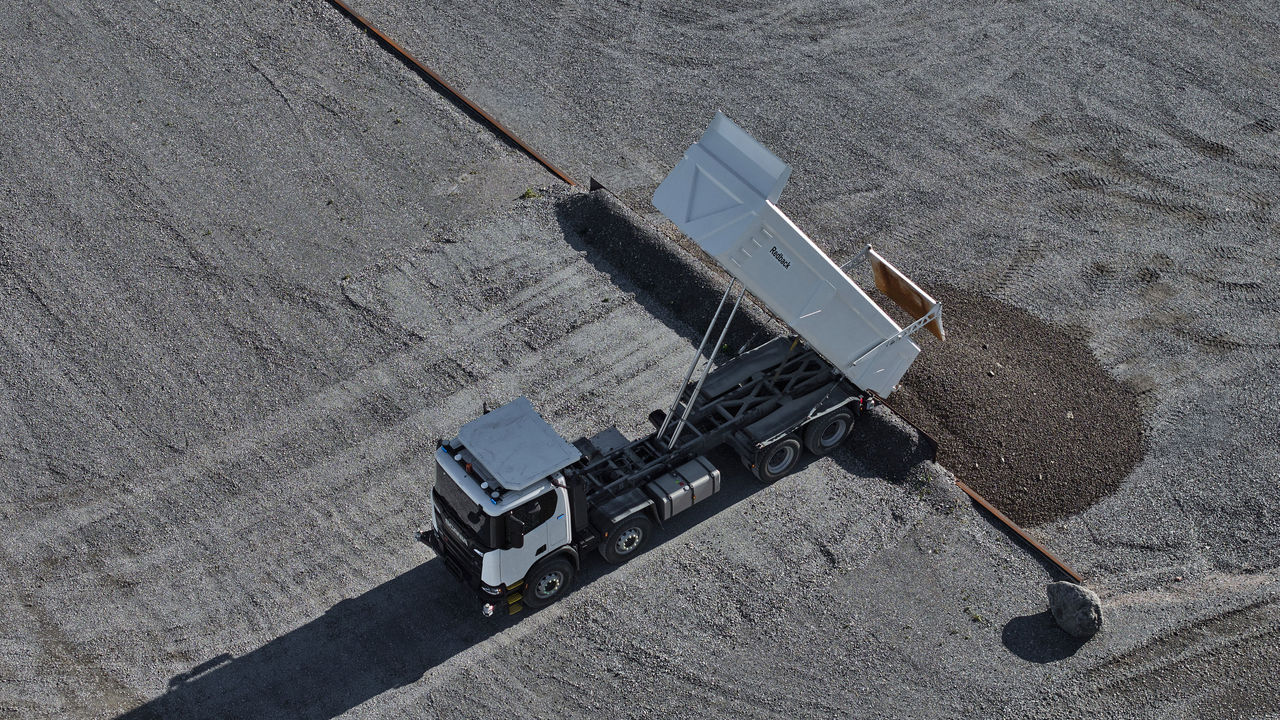 An autonomous truck at a mining site.