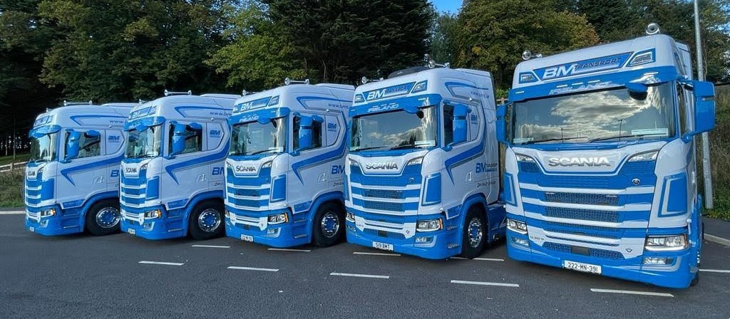 Five BMT Scania trucks