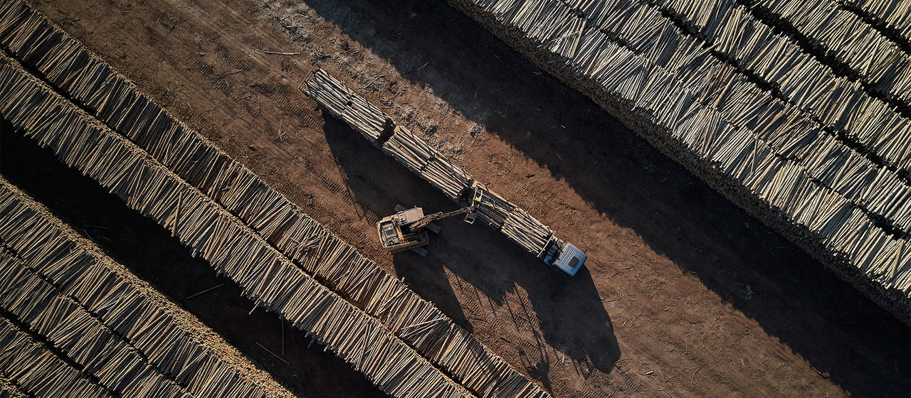 Aerial view of truck