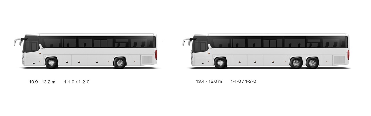 Конфигурации мостов, дверей и длины для автобусов Interlink