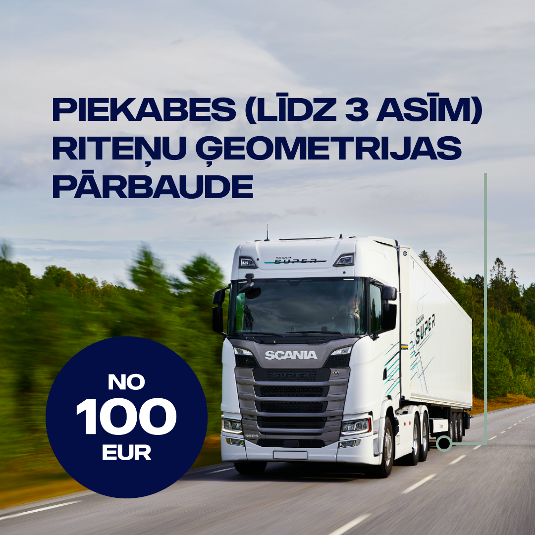 Piekabes riteņu ģeometrijas pārbaude