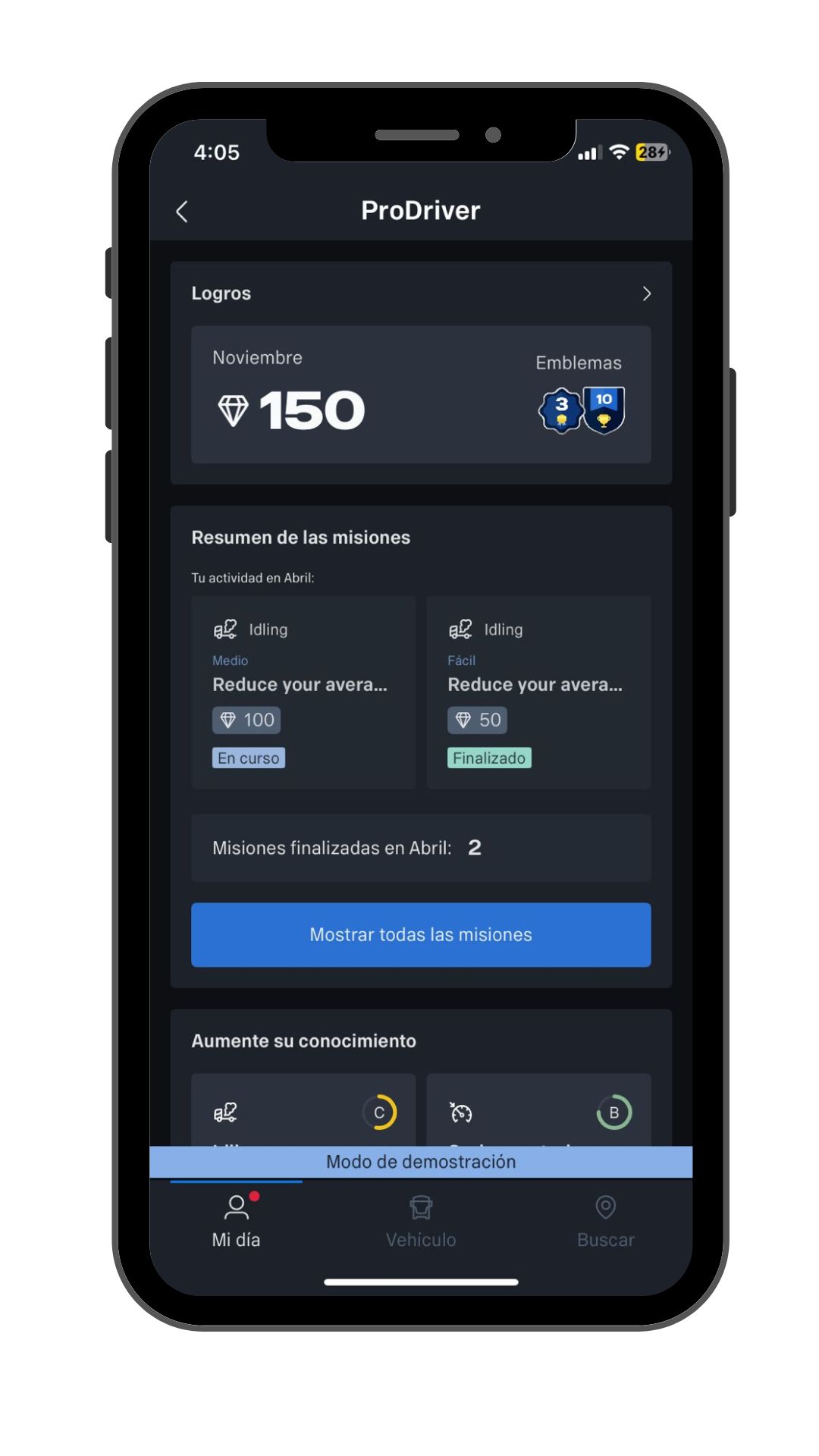 Servicio de asesoramiento digital para mejorar la eficiencia de combustible en la conducción - ProDriver Quests