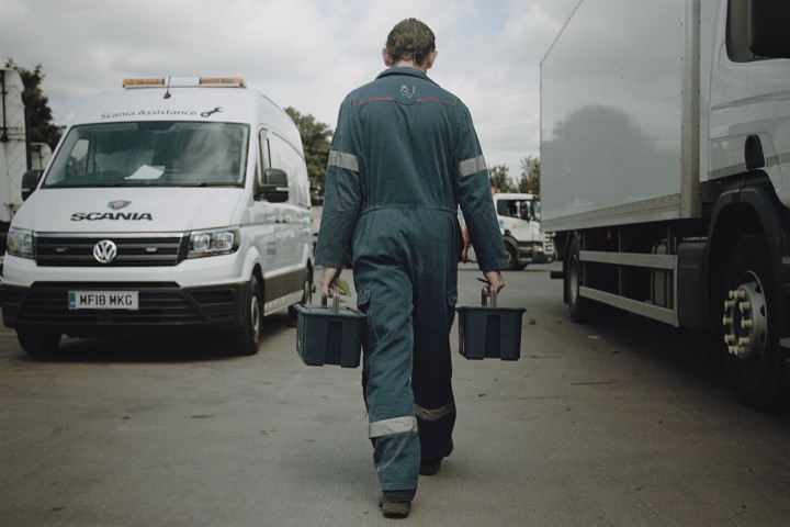 Service technician Simon puts trucks back on the roads