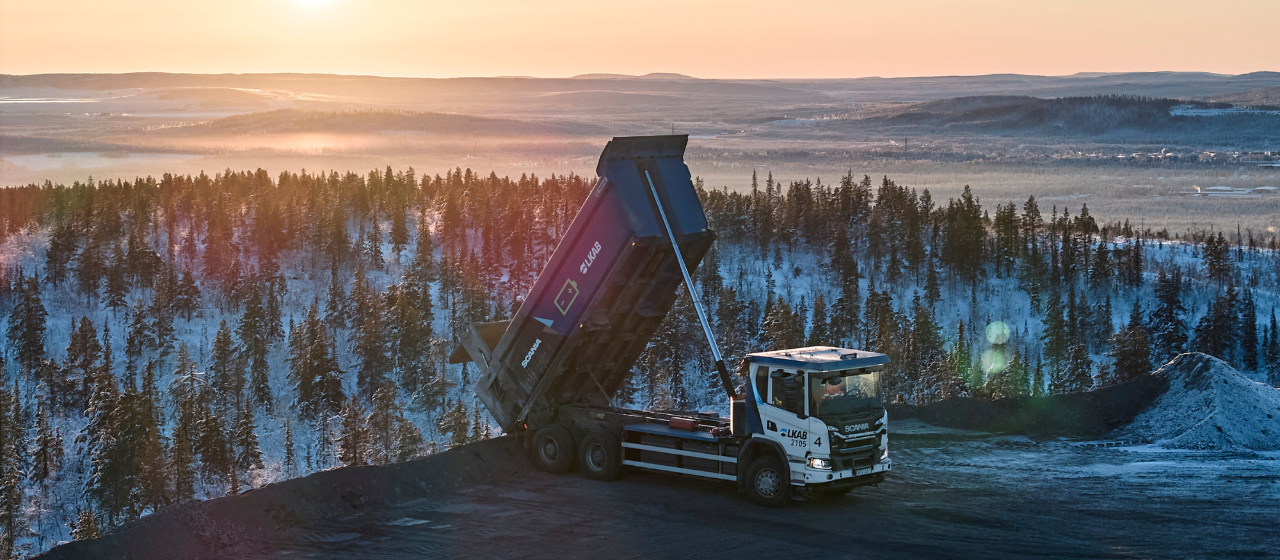 Electric Scania truck in action at LKAB mine in northern Sweden