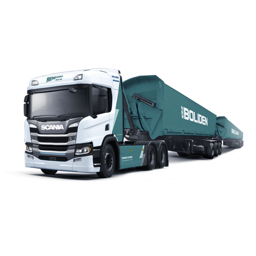 Boliden köper 74-tons el-lastbil från Scania för tunga transporter
