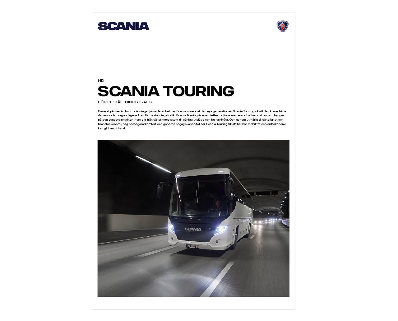 Scania Touring HD tekniksk specifikation