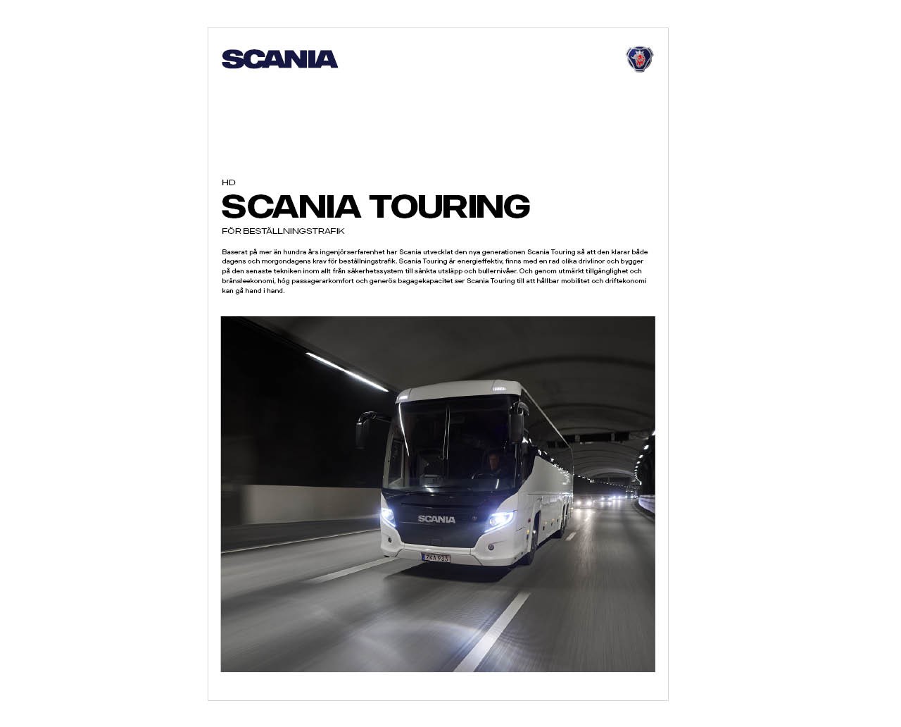 Scania Touring HD teknisk specifikation