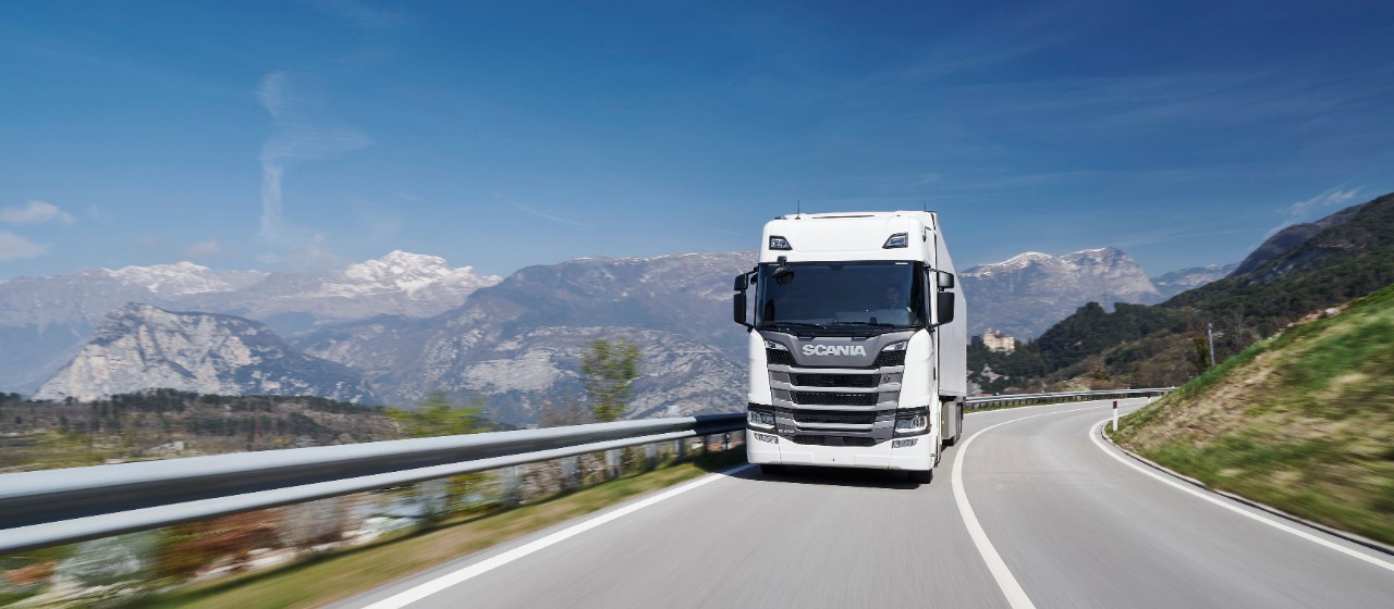 Scania truck on a road