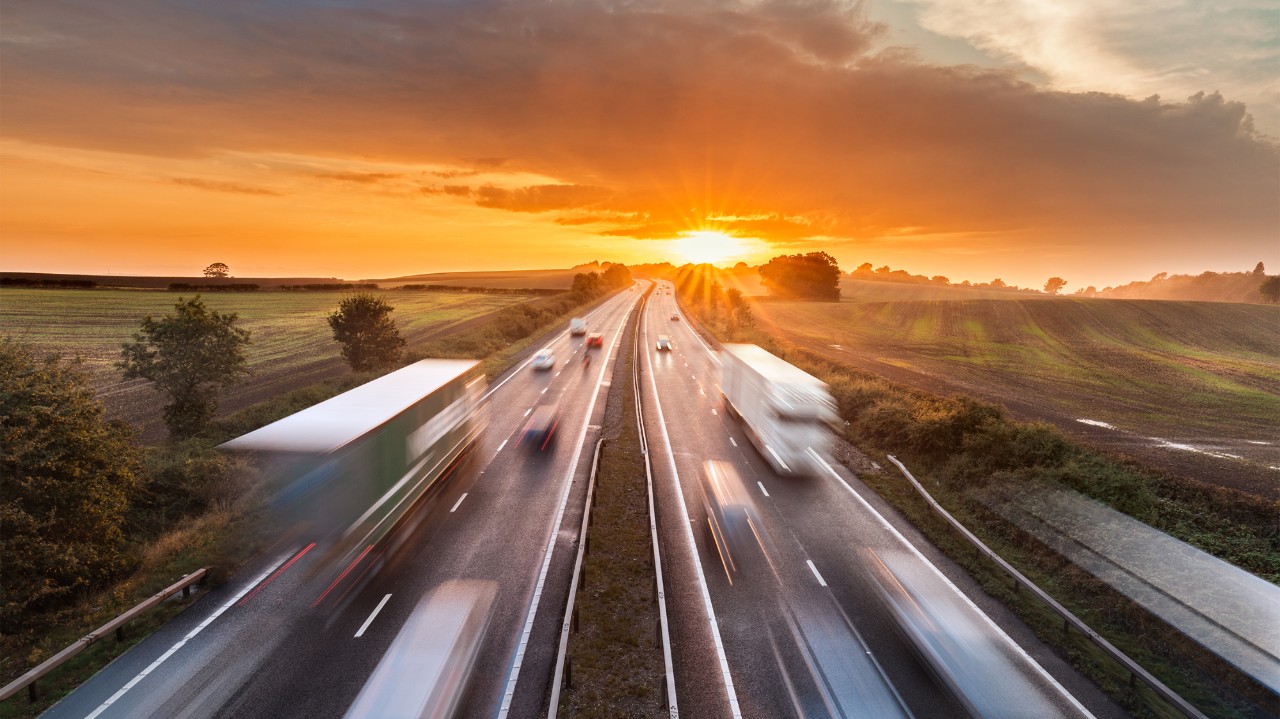 Trucks with motion blur