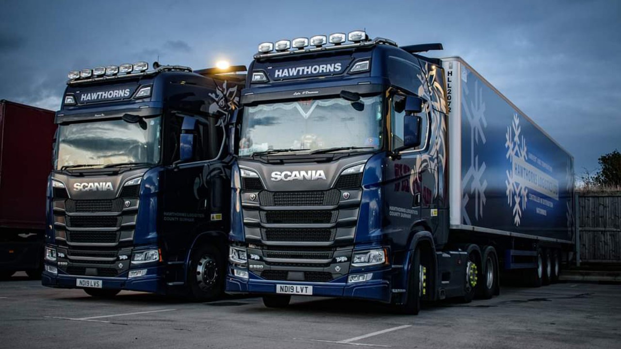 Two Scania trucks