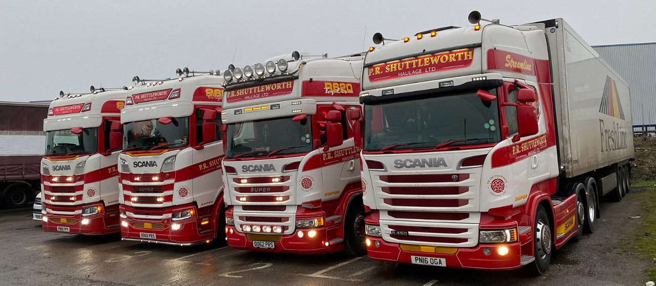 Scania trucks in a row