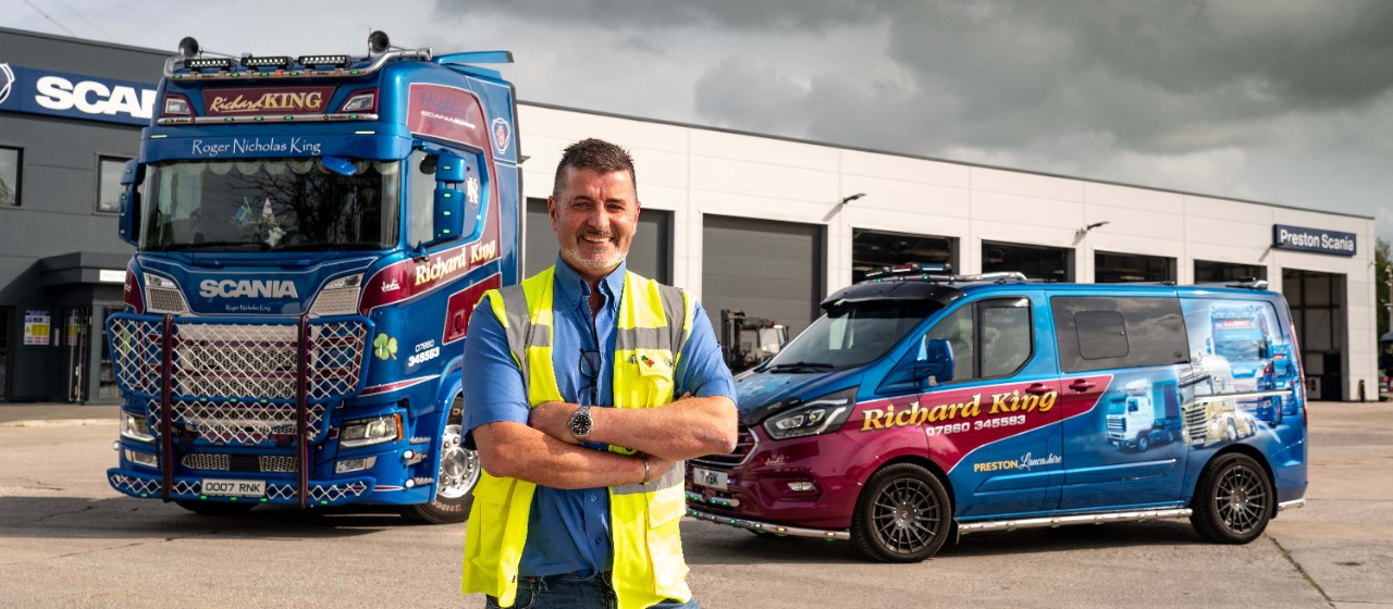 Richard King Haulage Limited Scania truck and van