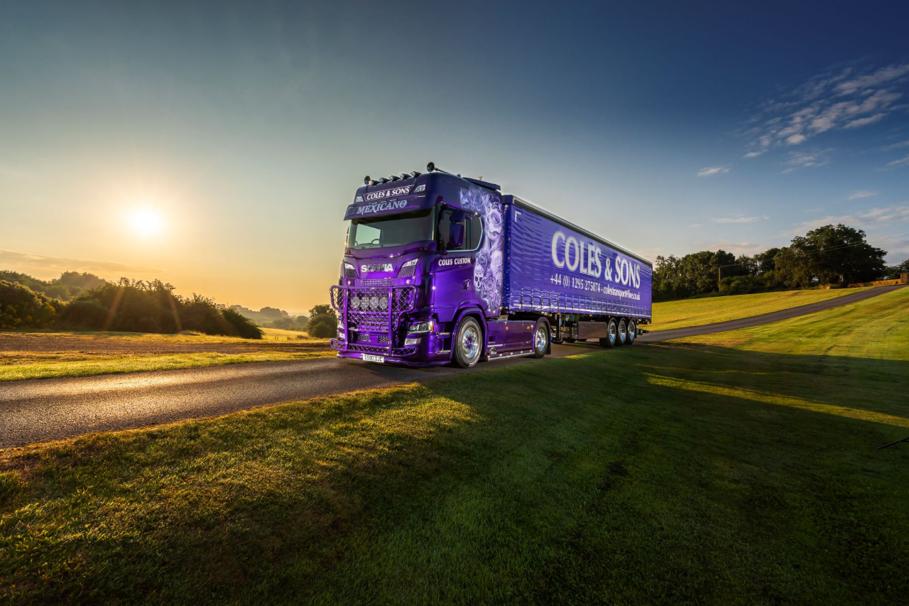 Coles and Sons Scania 580 S V8 driving in countryside