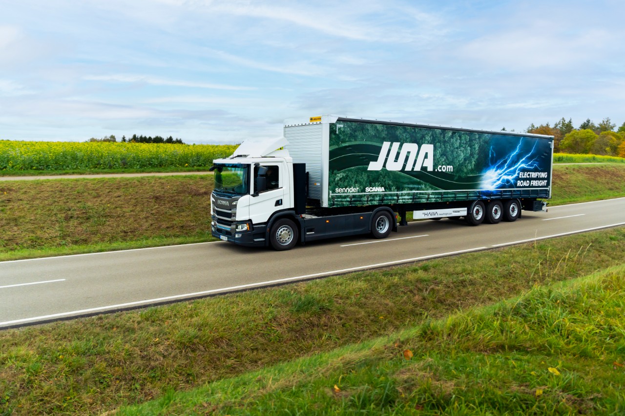 Scania battery electric vehicle on road