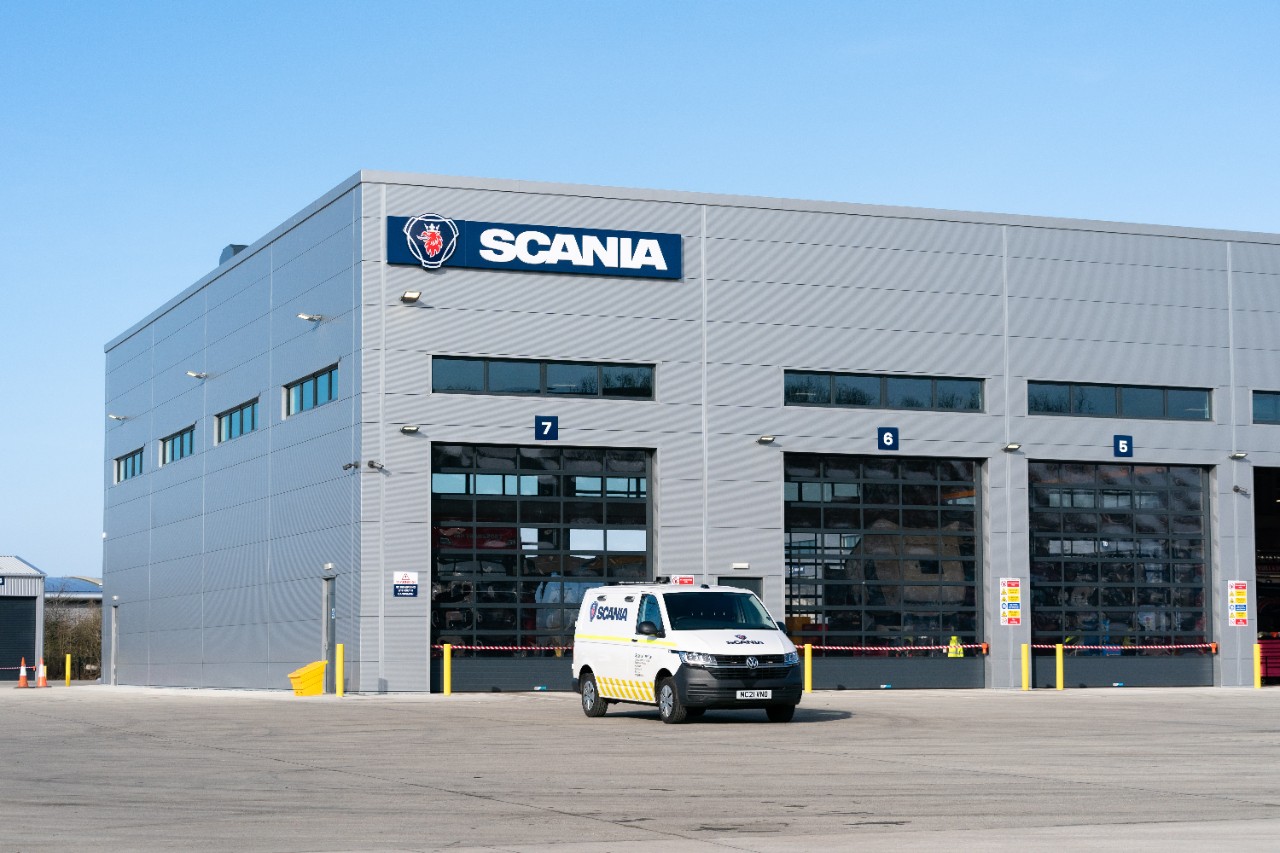 Scania Eurocentral branch with van parked at front