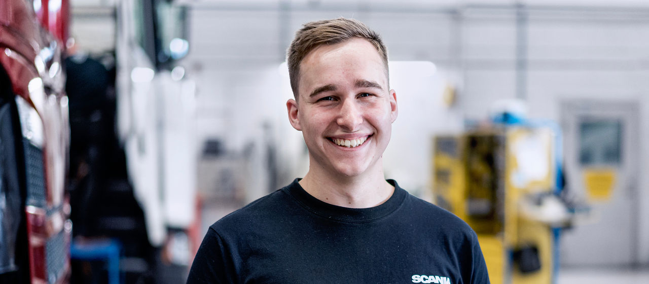 Scania technician in workshop